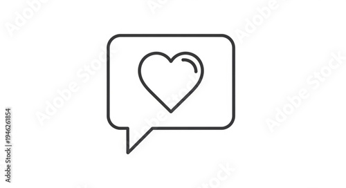 Heart symbol inside a speech bubble icon.