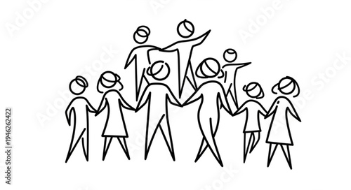 Diverse group of people holding hands in unity and connection.