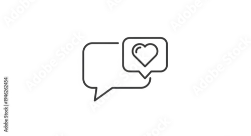 Speech bubble with heart icon symbolizing love and communication.