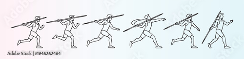 Stepbystep javelin throw technique in athletic competition illustration