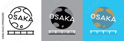 編集可能な大阪名物のテーマパークアイコン