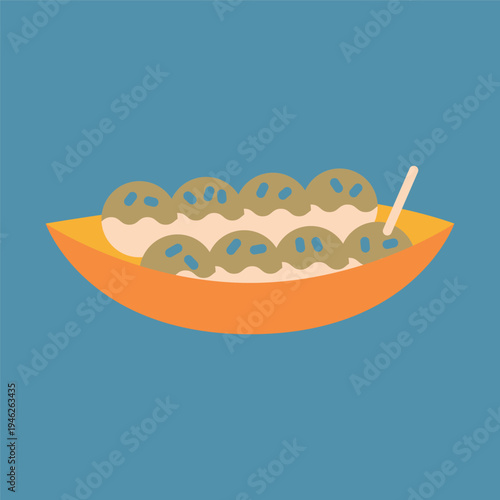 編集可能な大阪名物のたこ焼きアイコン