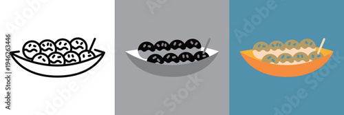 編集可能な大阪名物のたこ焼きアイコン