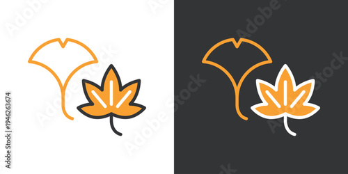 和の紅葉とイチョウの葉アイコン
