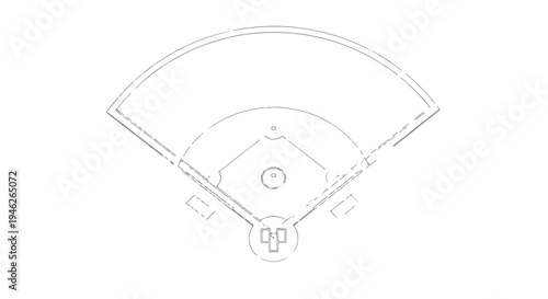 Line drawing of a baseball home plate with bases and a pitcher's mound in a simple, monochromatic style against a clean white background.