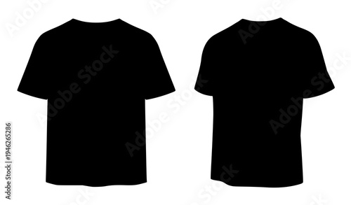 Black graphic tee shirt mockup template vector unisex t shirt CAD design front view