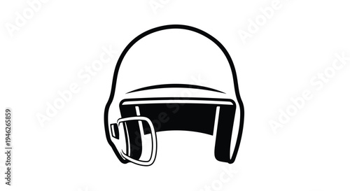 Line drawing of virtual reality goggles with headphones on a white background