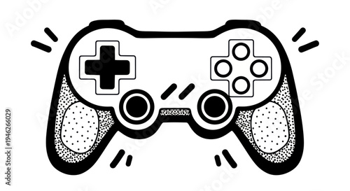 Retro Video Game Controller Illustration with Dynamic Lines.