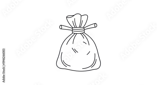 Simple Hand Drawn Sketch of a Tied Sack or Pouch.