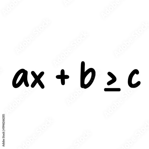 Handwritten algebra inequality illustrating linear equation concept, comparison of expressions, study, learning, numbers, symbols, arithmetic, education, classroom, problem solving, teaching tool.

