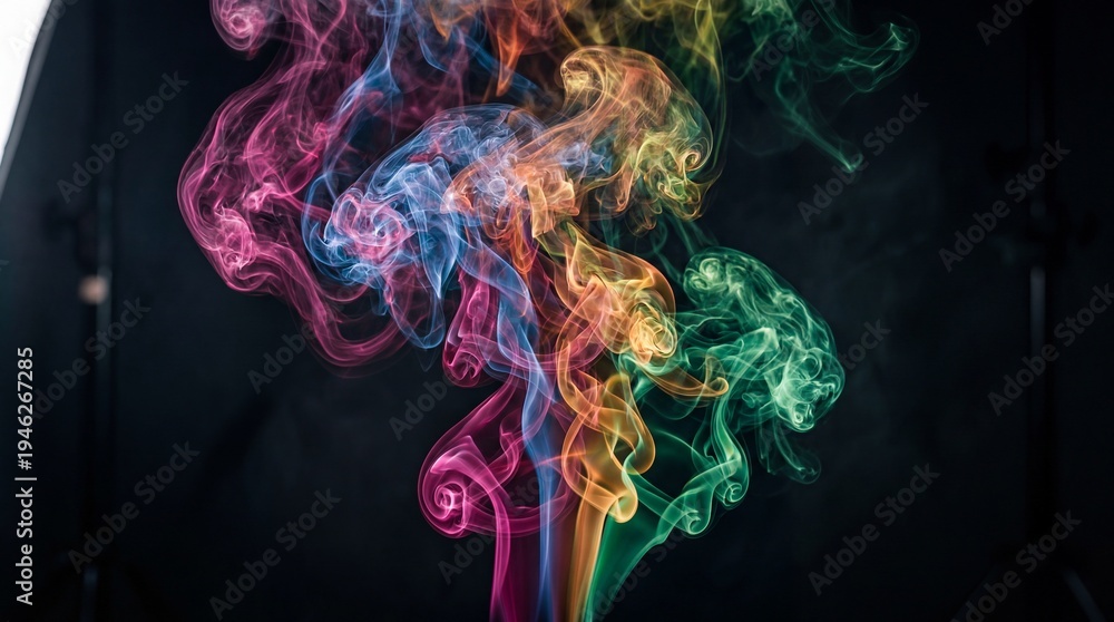 Obraz premium Colorful Smoke Swirls Against a Dark Background Abstract Art.