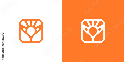 Dual meaning logo combining sunrise and farm elements, symbolizing new beginnings, agricultural growth, natural vitality, sustainability, and a hopeful future rooted in farming