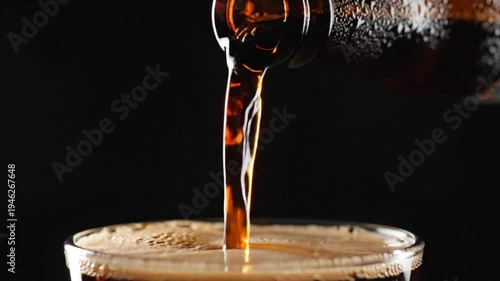 Wallpaper Mural Dark beer being poured into a clear glass, creating a rich foamy head in a slow-motion shot Torontodigital.ca