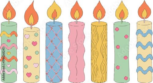 candles on a white background