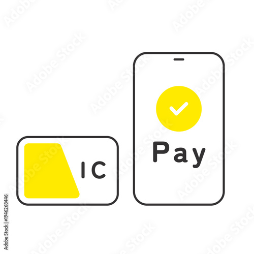 ICカードとスマートフォン決済のイメージイラスト素材