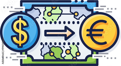 International currency exchange between dollar and euro