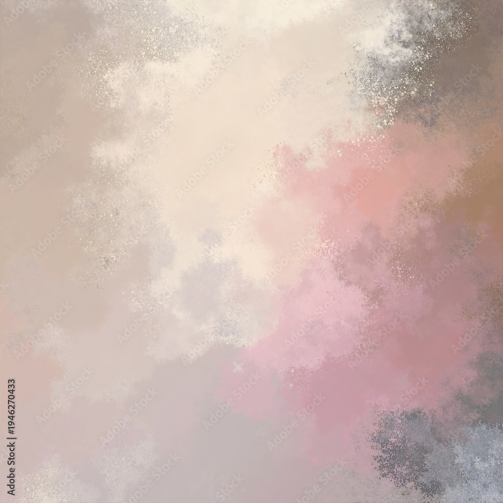 Obraz premium a dreamy painting of soft pink and grey clouds drifting across a muted sky, with gentle, blended brushstrokes creating a calm, ethereal mood