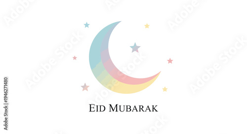 Eid Mubarak festive crescent moon symbol.