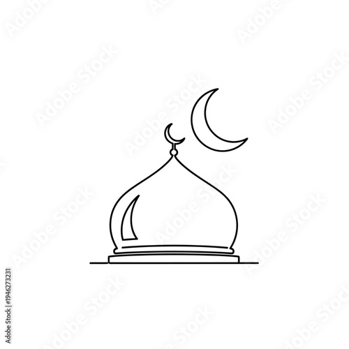 Mosque Dome with Crescent Moon Symbol.