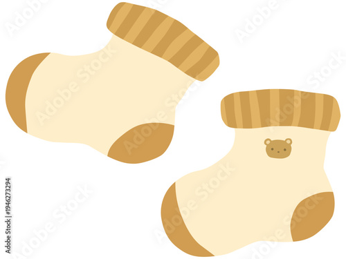 くまのポイントがついた子ども用靴下のイラスト ベクター素材