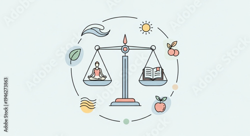 Scales of Justice Balancing Meditation and Knowledge.