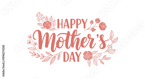Happy Mothers Day Floral Greeting Card Design.