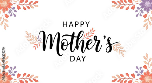 Happy Mothers Day Floral Greeting Card Design.