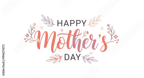 Happy Mothers Day Floral Greeting Card Design.