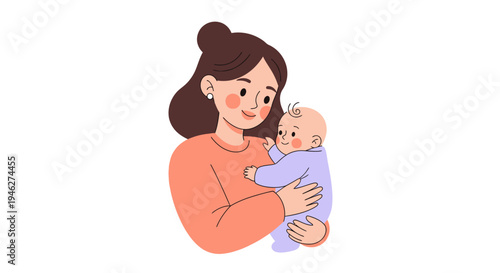 Mother Holding Baby in Her Arms.