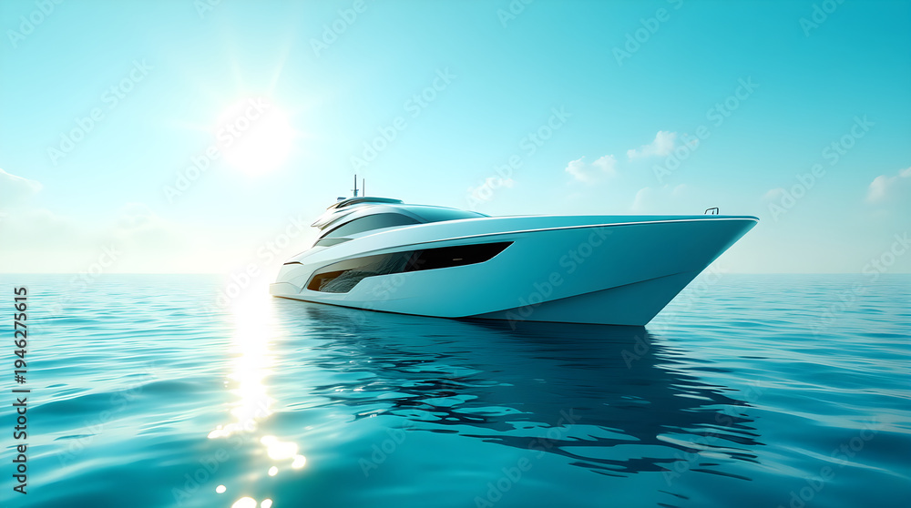 Fototapeta premium Luxury yacht sailing on calm blue ocean