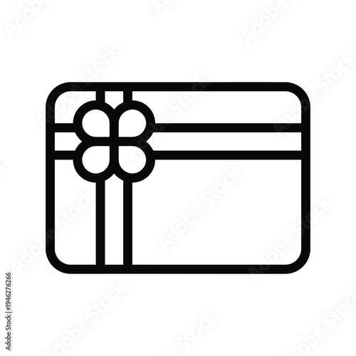 Black line art gift card icon. Single line icon.