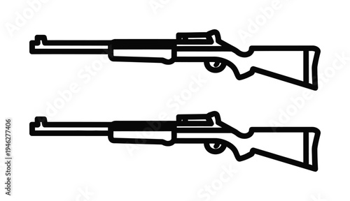 Vector showing two identical rifles positioned parallel to each other.