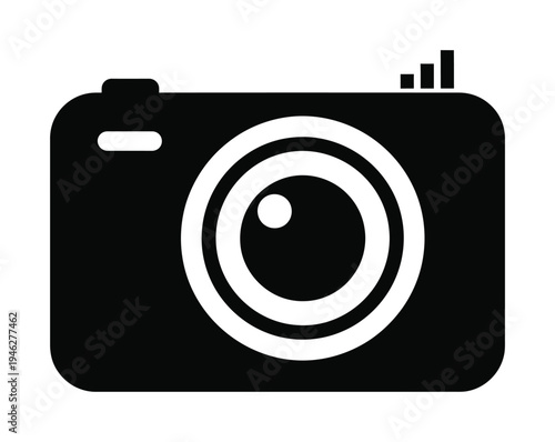 Vector of a classic digital camera icon with simplified design elements