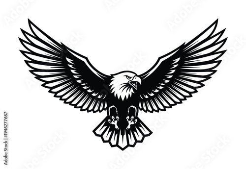 Vector of a majestic bald eagle soaring with its wings fully spread in flight
