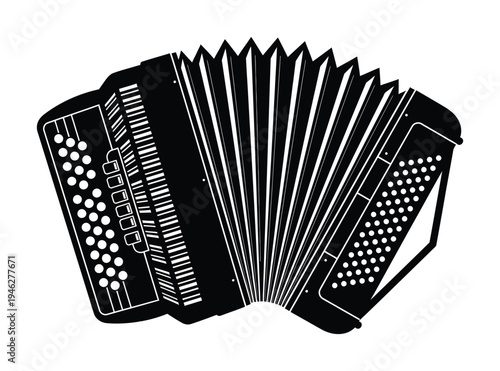Vector of an accordion focusing on its button layout and bellows design.
