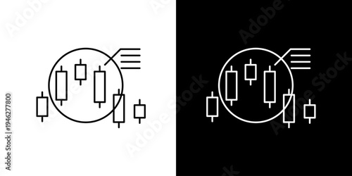 Minimalist candlestick chart icon for financial market analysis, stock trading, investment data visualization, and market trend tracking applications