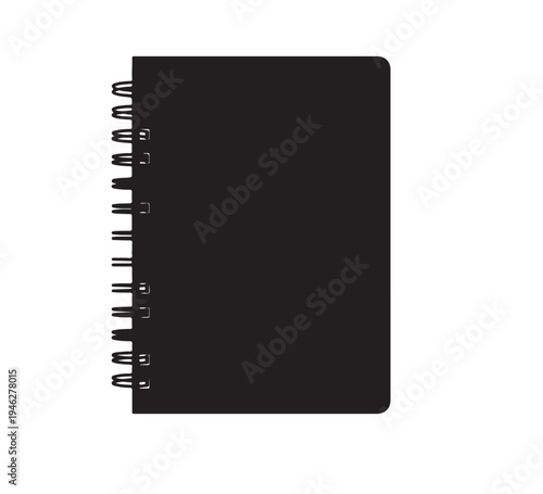 Simple black spiral-bound notebook or journal, ideal for writing, note-taking, sketching, or organizing thoughts with its clean and minimalist design