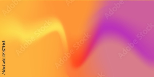 Sunset gradation background. Warm gradient yellow, orange purple hues blending, perfect for autumn design, seasonal presentation projects. Wavy light line backdrop. Vector vibrant bg.