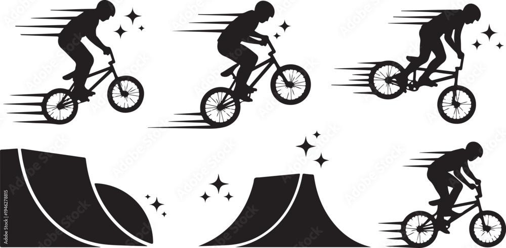 Obraz premium Silhouette of a biker performing tricks on a bike