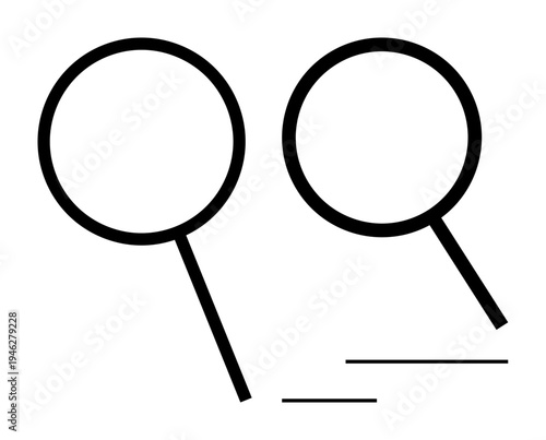 Two magnifying glasses with lines suggesting motion, symbolizing exploration, research, and thorough investigation. Ideal for concepts thumbs up analysis, focus, problem-solving, transparency
