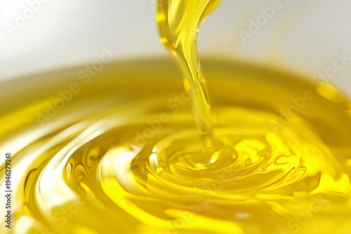 Rich golden liquid creating smooth ripples as it is poured