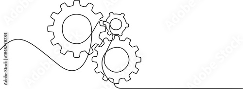 WebMinimalist Line Art of Interlocking Gears