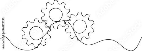 WebMinimalist Line Art of Interlocking Gears 1