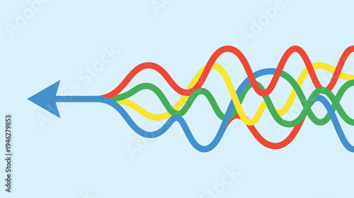 Strategic Business Concept of Tangled Lines Converging into a Straight Arrow to Show Process Simplification and Goal Focus