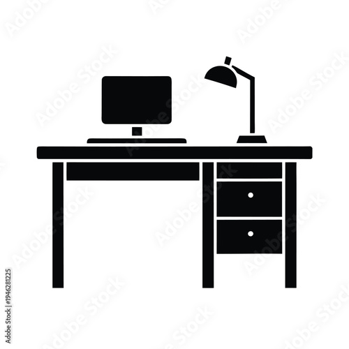 Office Desk Icon Vector Illustration