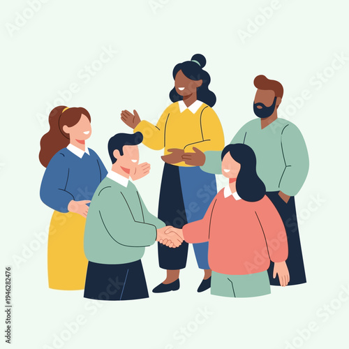 Diverse Group of People Shaking Hands Together.