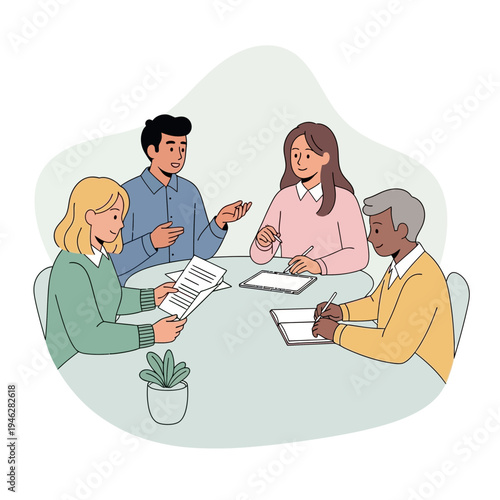 Group of People Discussing Around Table.