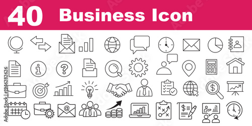 Business icon set. finance, marketing, startup, corporate strategy, teamwork, and management line icons - cooperation and collaboration icons minimal thin line web icon set. Outline icons collection 