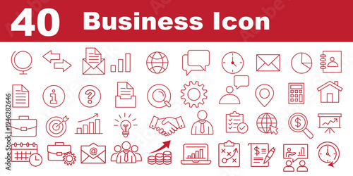 Business icon set. finance, marketing, startup, corporate strategy, teamwork, and management line icons - cooperation and collaboration icons minimal thin line web icon set. Outline icons collection 