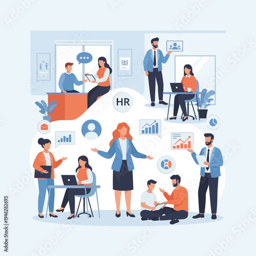 Human Resources Team Collaboration Office Scene.
